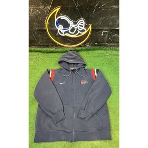 Nike Bauer USA Hockey Embroidered‎ Navy Blue Full Zip Hoodie Men's Size Large LG